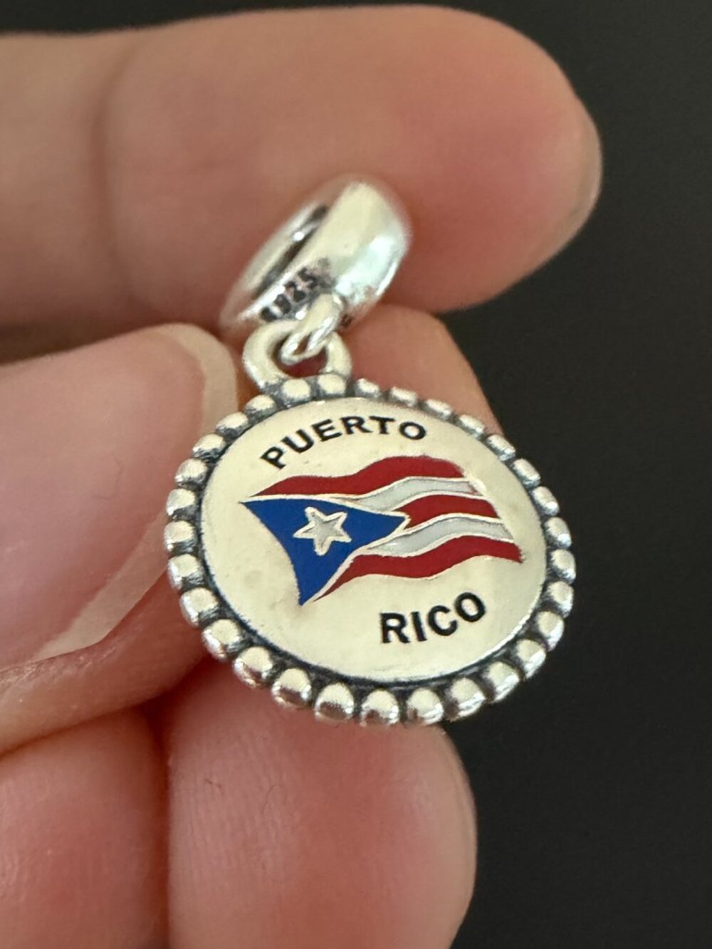 Pandora PUERTO  RICO Flag Dangle Charm